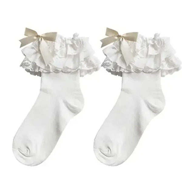 Lolita Lace Ruffle Bow Socks