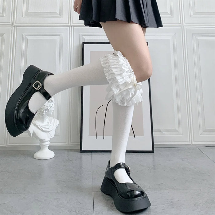 Lolita Lace Ruffle Bow Socks