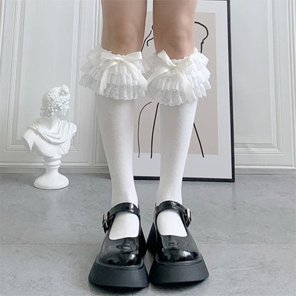 Lolita Lace Ruffle Bow Socks