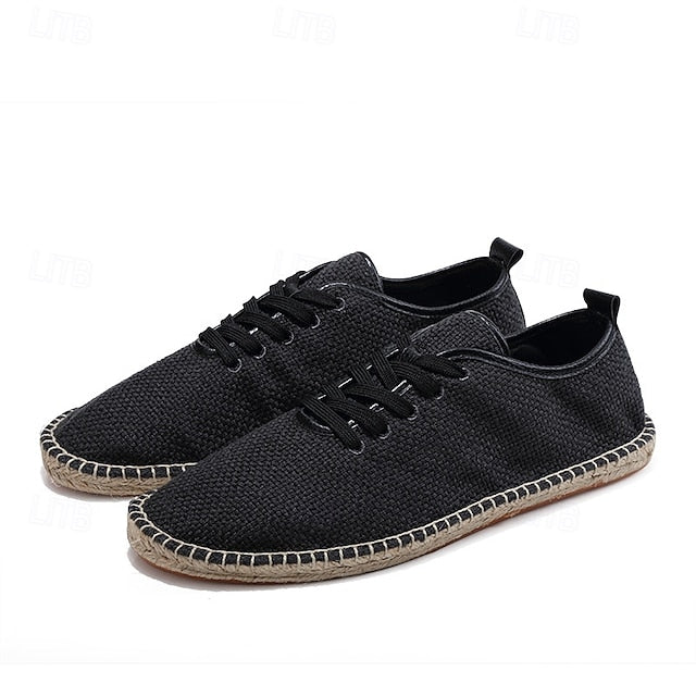 with Espadrille Jute Shoes Canvas Beige Lace-Up Men's Rope
