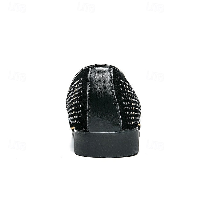 Men's with Loafers Shoes Prom Spiral Black - Studded Velvet