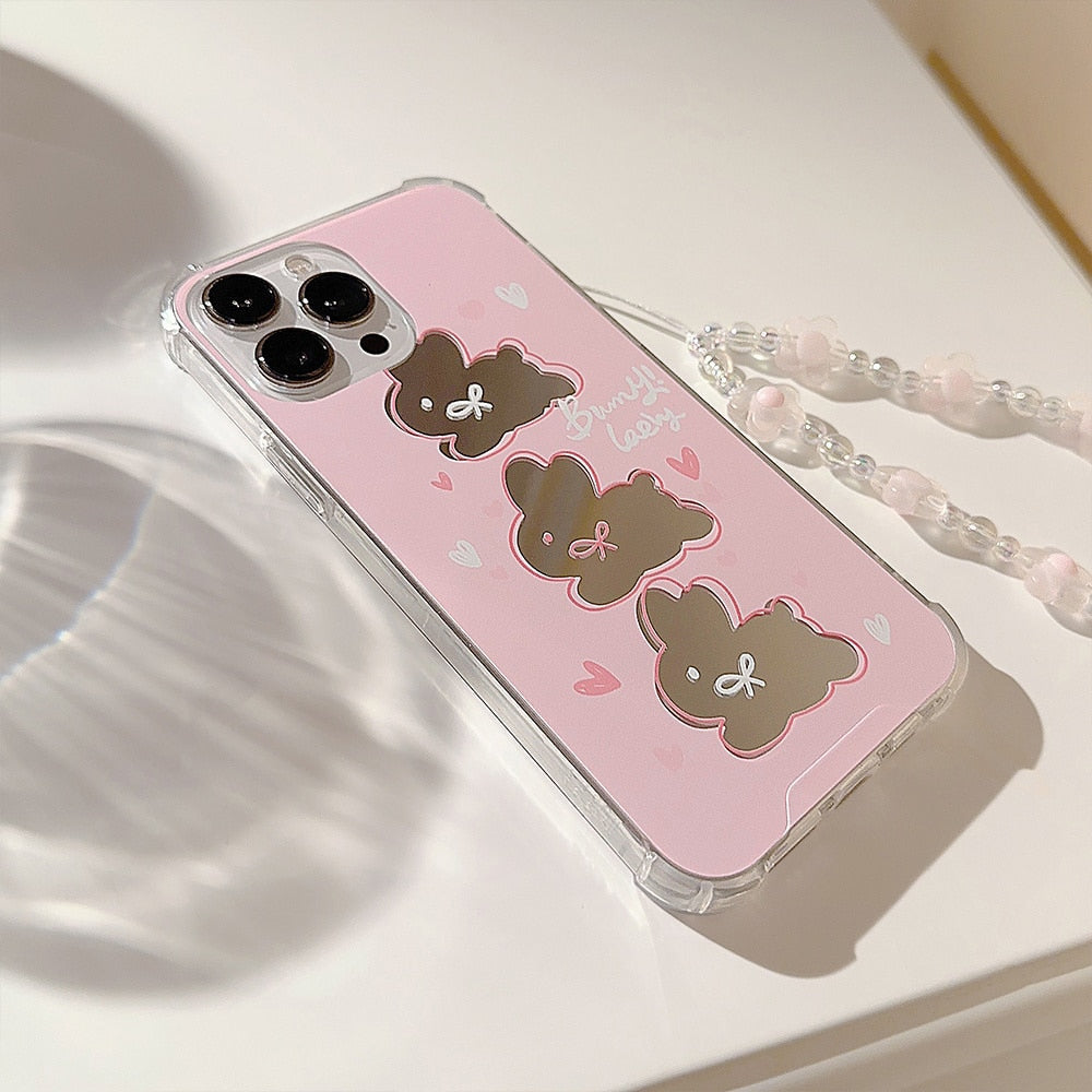 Mirrored bunny iphone case & chain - bunny - chain - iphone - kawaii - phone case