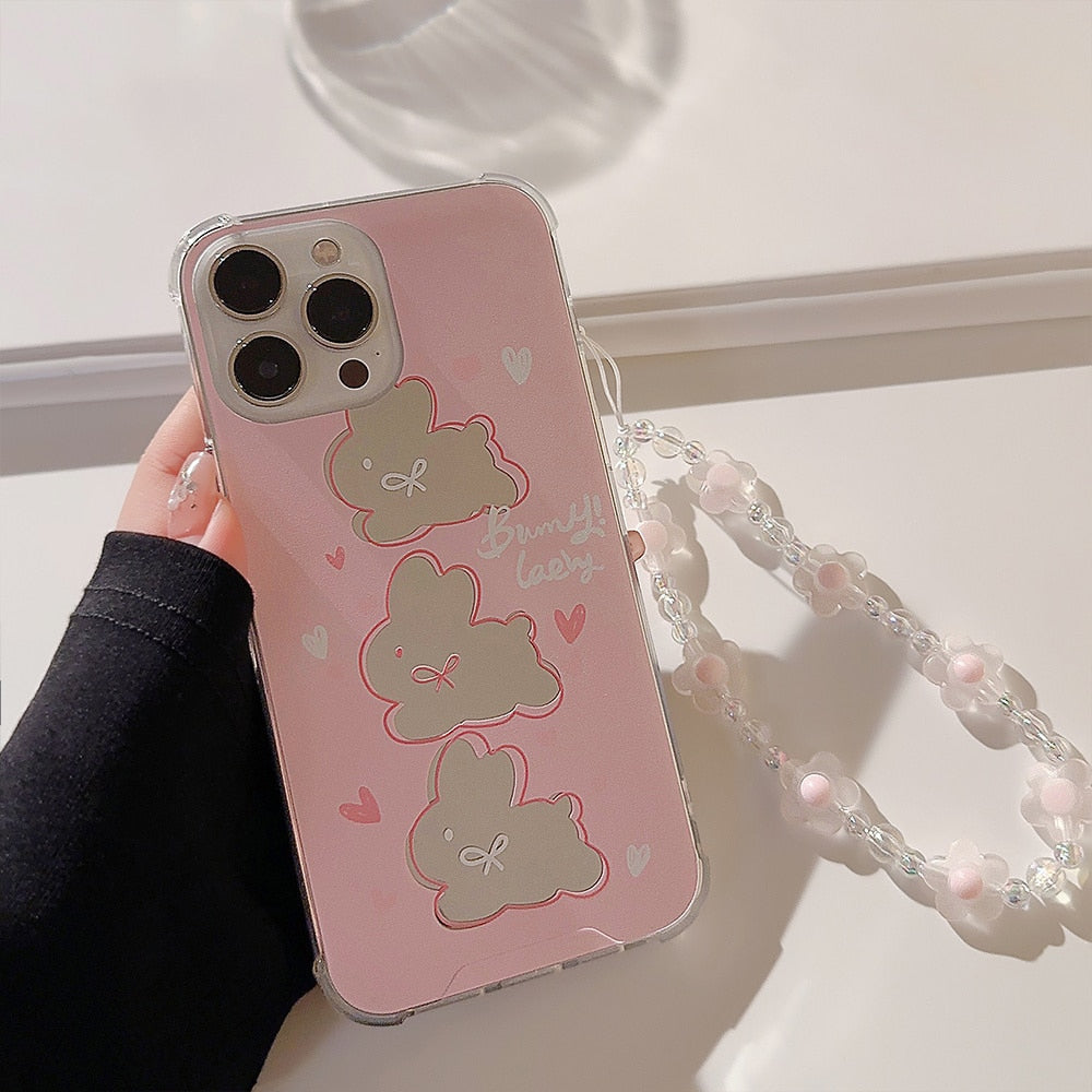 Mirrored bunny iphone case & chain - bunny - chain - iphone - kawaii - phone case