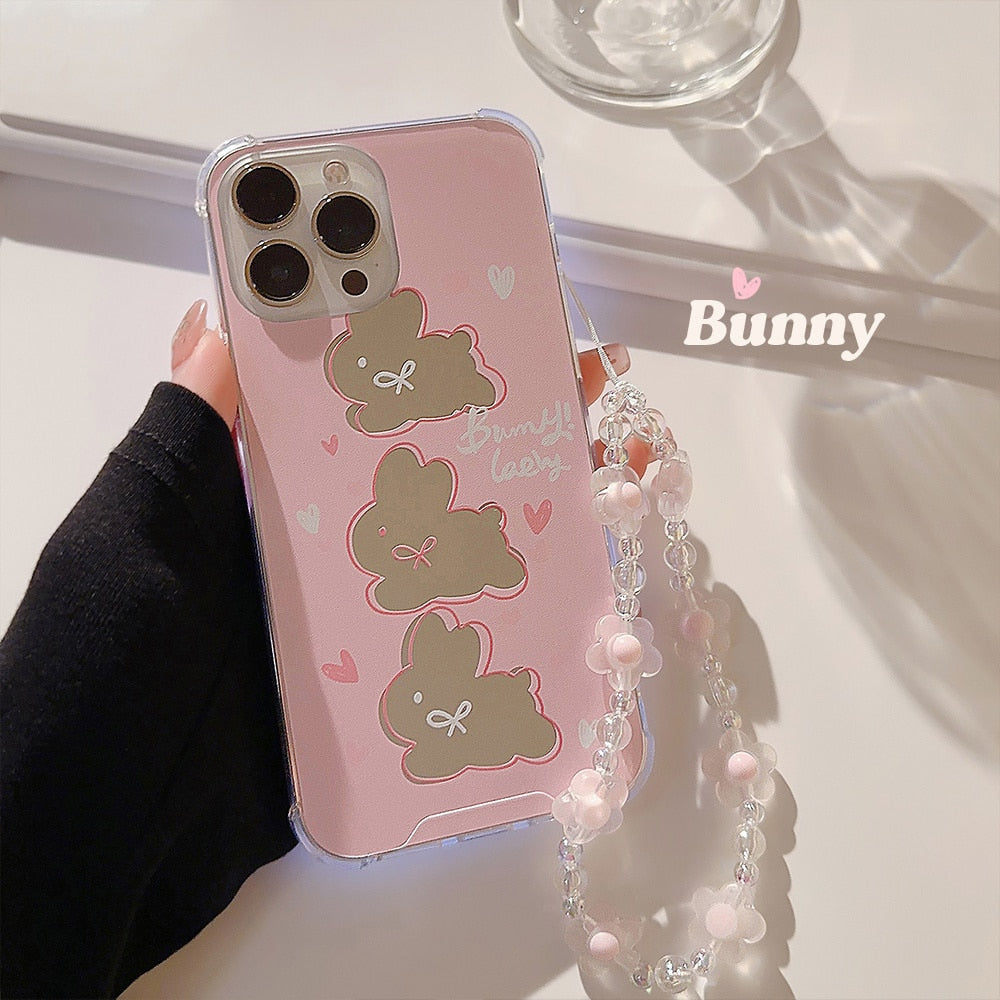 Mirrored bunny iphone case & chain - bunny - chain - iphone - kawaii - phone case