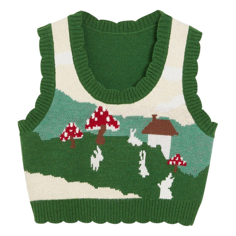 Mushroom Green Knit Vest