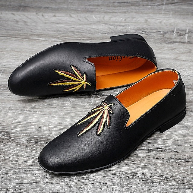 Faux Men's with - White Prom Loafers Shoes Leather Feather