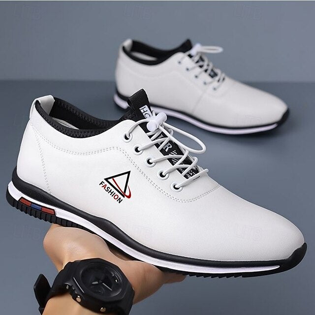 Sneakers Black Sports – Lace-Up White Trendy and Men's