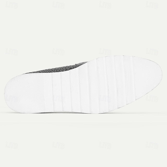 Men’s Genuine Black Slip-On Leather Loafers Cowhide