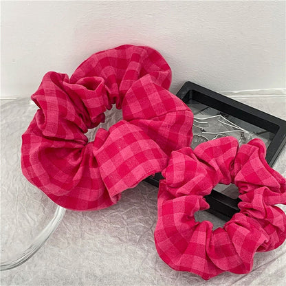 Pink Checkered Scrunchie