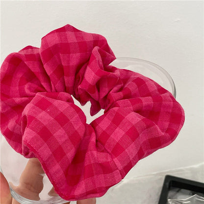 Pink Checkered Scrunchie