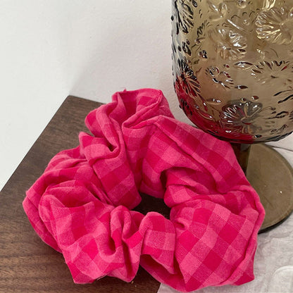 Pink Checkered Scrunchie