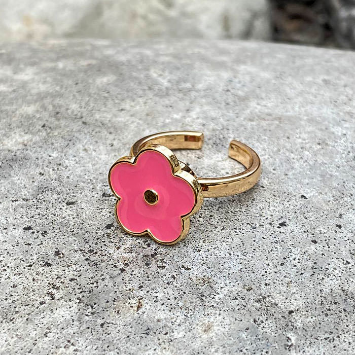 Pink Flower Anxiety Ring