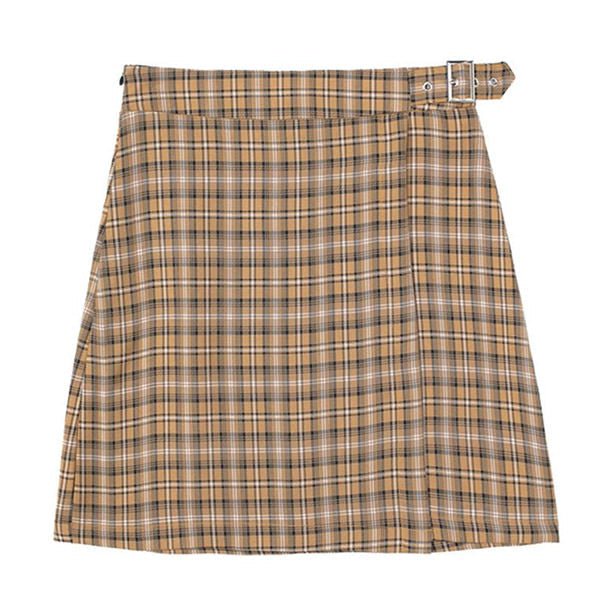 Casual Plaid Top and Skirt Set