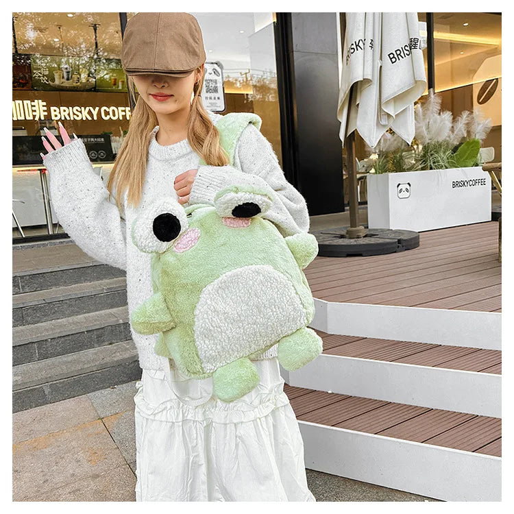 Green Plush Froggy Backpack