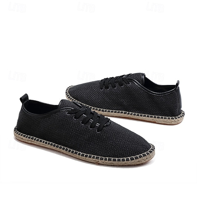 with Espadrille Jute Shoes Canvas Beige Lace-Up Men's Rope