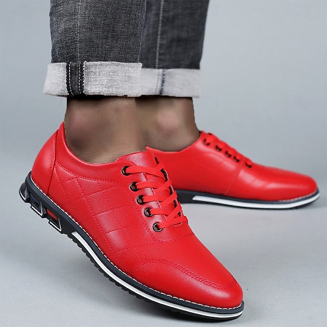 Men's Stylish Lace-Up Quilted Faux Blue Sneakers - Leather