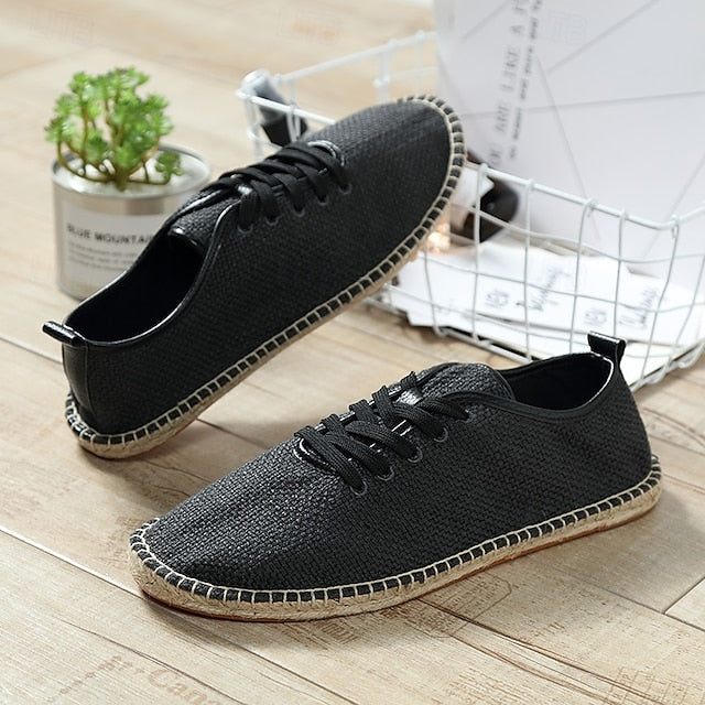 with Espadrille Jute Shoes Canvas Beige Lace-Up Men's Rope