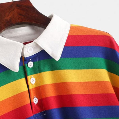 Rainbow Collared Top - Tops