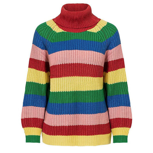 Roll Neck Rainbow Knit Jumper