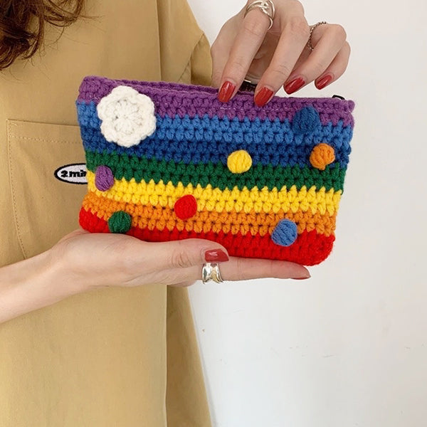 Rainbow Knitted Purse