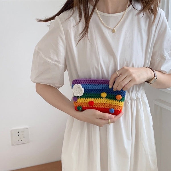 Rainbow Knitted Purse