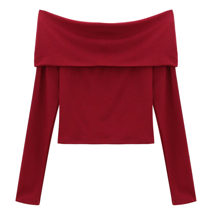 Red Classy Bardot Top