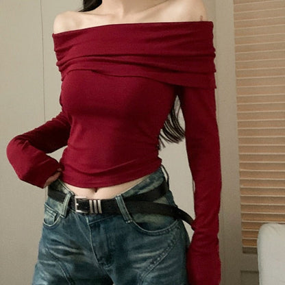 Red Classy Bardot Top