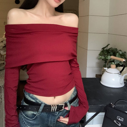 Red Classy Bardot Top