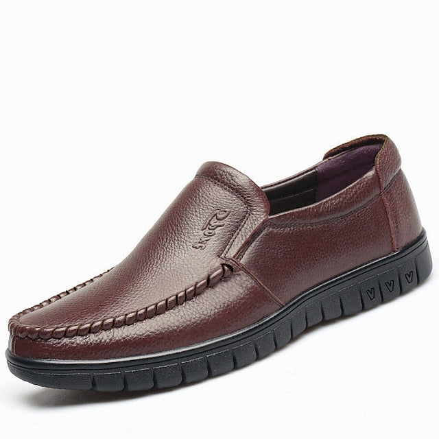 Men's Black Slip-On Premium Decorative Loafers with Cowhide