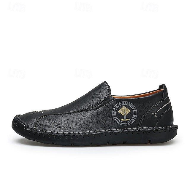 Moccasins Leather Genuine – Men's Beige Faux Handmade