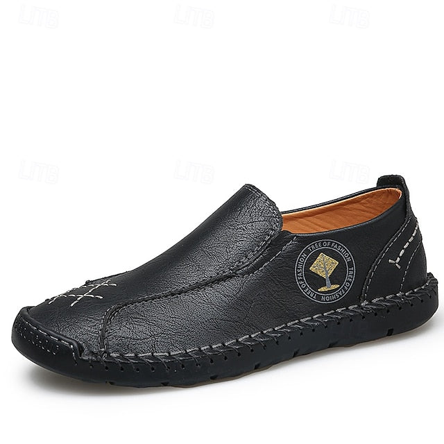 Moccasins Leather Genuine – Men's Beige Faux Handmade