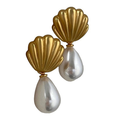 Shell Pearl Drop Earrings