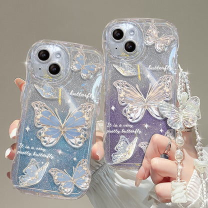 Shimmering butterfly iphone case & chain - 3d - butterfly - chain - chains - ethereal