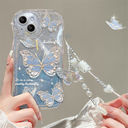 Shimmering butterfly iphone case & chain - 3d - butterfly - chain - chains - ethereal