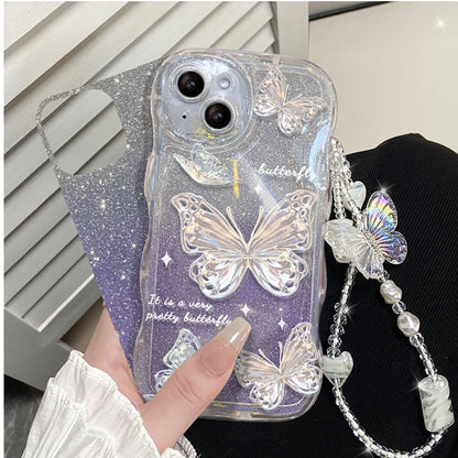 Shimmering butterfly iphone case & chain - 3d - butterfly - chain - chains - ethereal