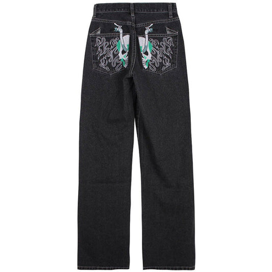 Skeleton Embroidery Jeans