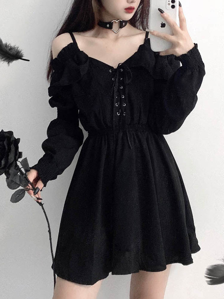 Slouchy goth dress - dress - goth - gothic - kawaii - lace