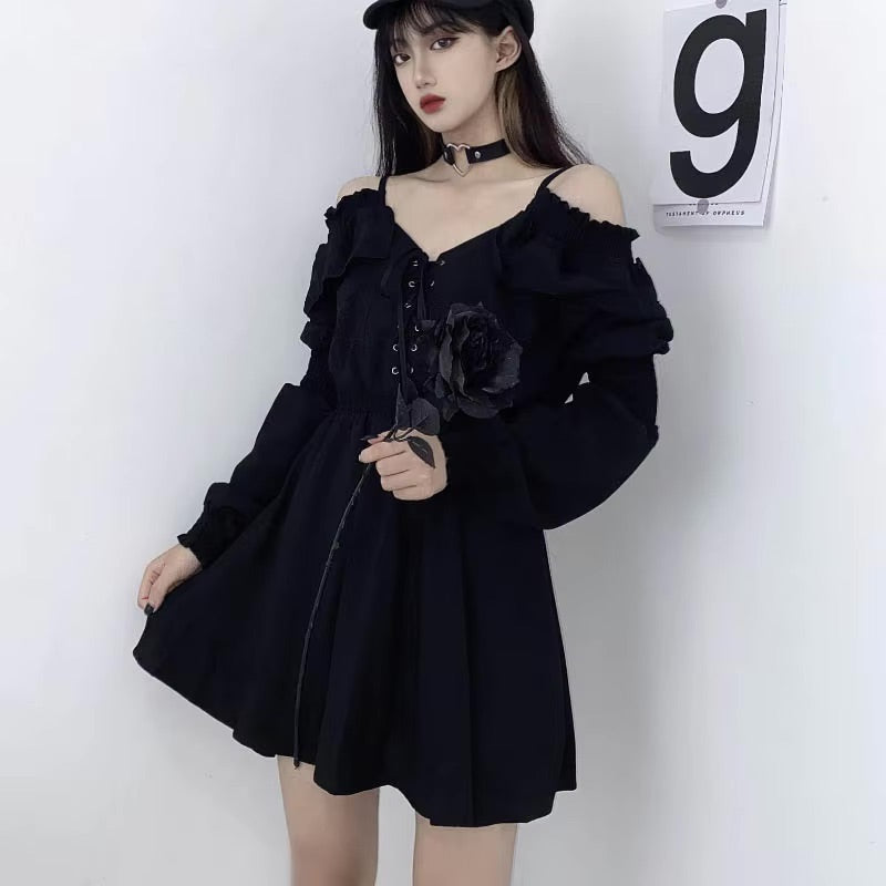 Y2K Black Goth Dress