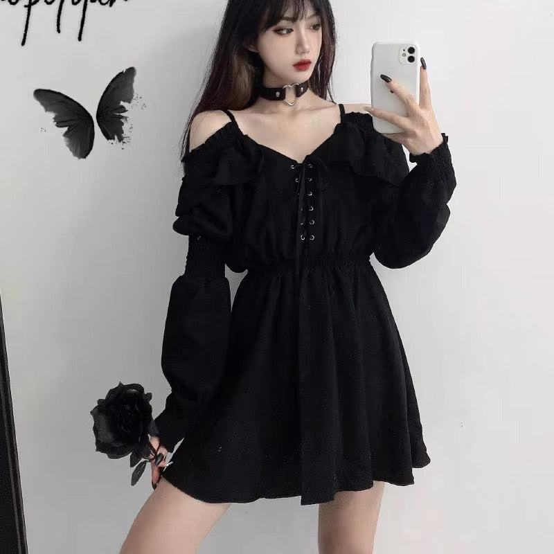 Y2K Black Goth Dress