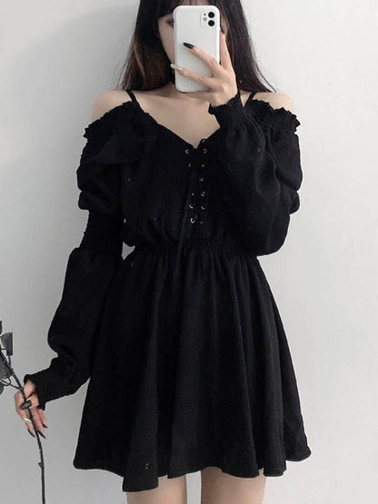 Y2K Black Goth Dress