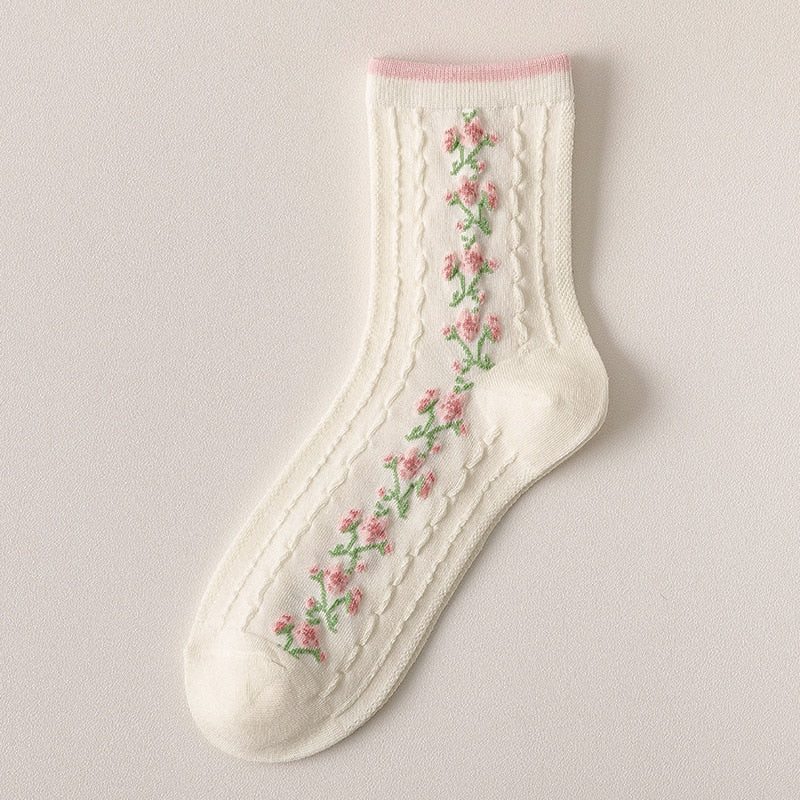 Spring Pink Floral Socks