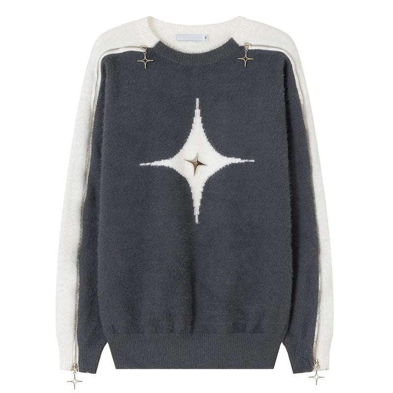 White Star Open-Shoulder Sweater