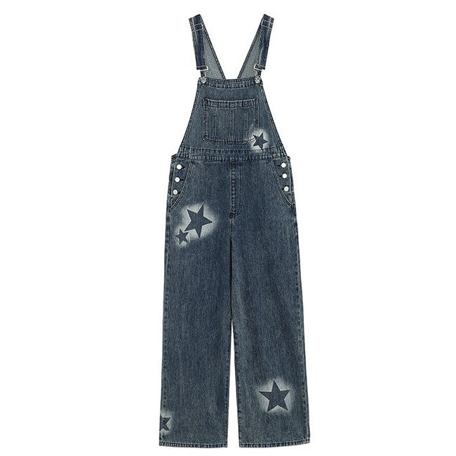 Y2K Star Denim Overalls