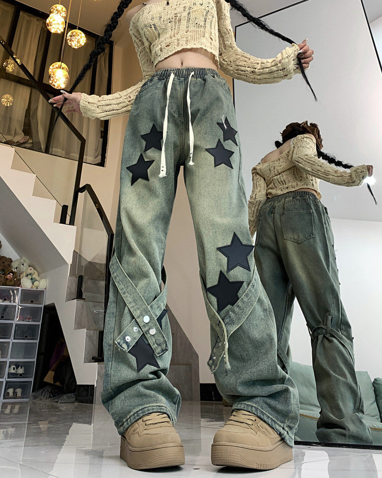 Aesthetic Star Patch Jeans