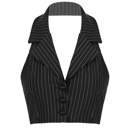 Stripe Lies Halter Tailored Vest