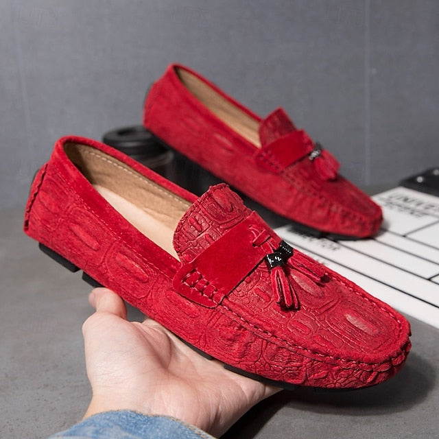 Men's Brown Detail Faux Loafers and with Suede Tassel