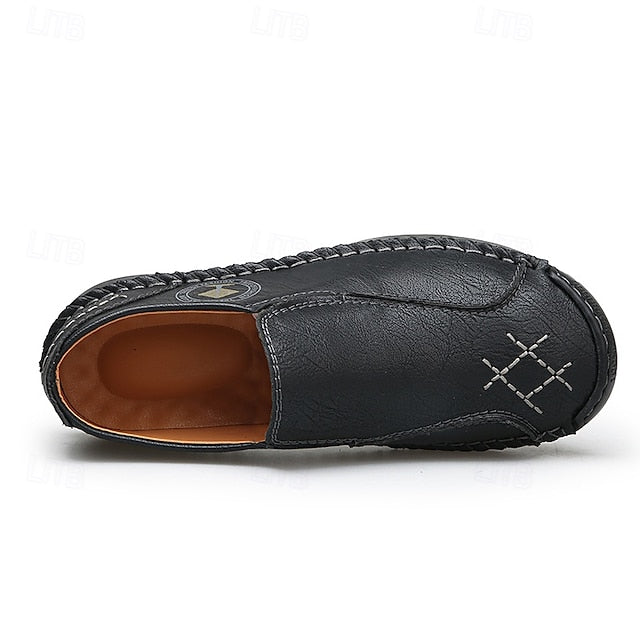 Moccasins Leather Genuine – Men's Beige Faux Handmade