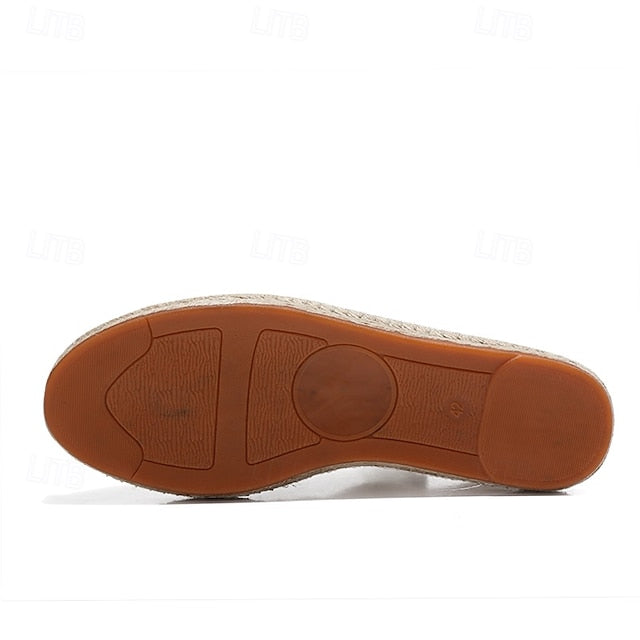 with Espadrille Jute Shoes Canvas Beige Lace-Up Men's Rope