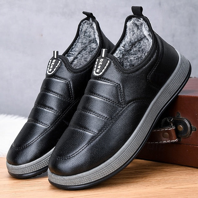 Boots Fleece Slip-Ons Winter Loafers PU lined Men's