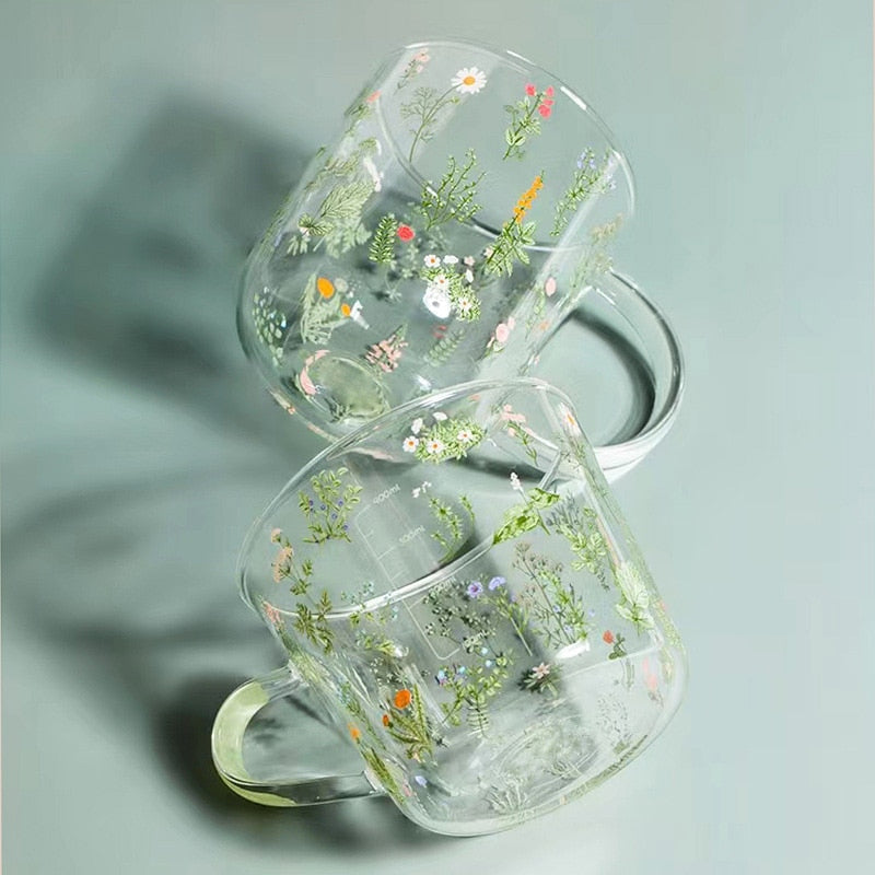Beauty Wildflower Glass Cup